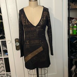 Large, black & gold SALVAGE mini dress or tunic